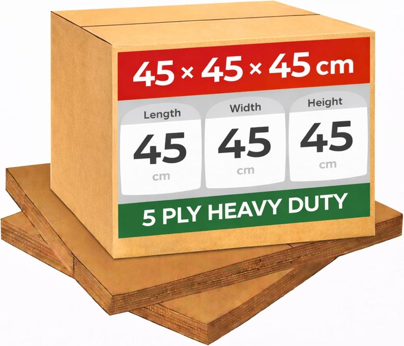 AL FAKHAMA 1 Pack 45×45×45 cm 5 Ply Heavy Duty Corrugated Cardboard Shipping Box - Image 1