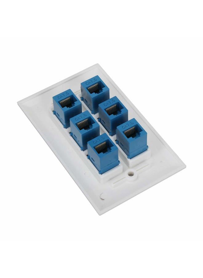 Phizli Cat 6 Ethernet Wall Plate 6 Port,Ethernet Wall Plate Female-Female Removable Compatible with Cat7/6/6e/5/5e Ethernet Devices -Blue - Image 4