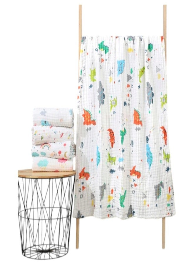 Tinnie Frenzy Muslin Baby Bath Towels, Soft Cotton, Animal Print Design, Pack of 2,3 and 4, White (1, White Printed, 60 * 120 CM) - Image 3