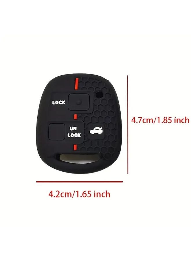 Red Silicone Anti Shock Key Case Straight Plate 3 Key Honeycomb For Toyota FJ Cruiser Hilux Corolla Prado Tarago - Image 2