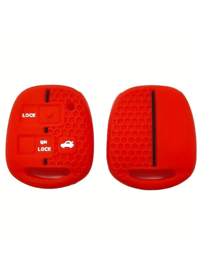 Red Silicone Anti Shock Key Case Straight Plate 3 Key Honeycomb For Toyota FJ Cruiser Hilux Corolla Prado Tarago - Image 3