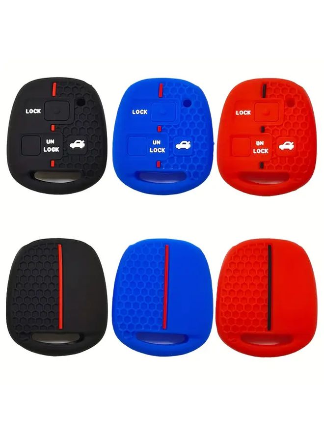 Red Silicone Anti Shock Key Case Straight Plate 3 Key Honeycomb For Toyota FJ Cruiser Hilux Corolla Prado Tarago - Image 1