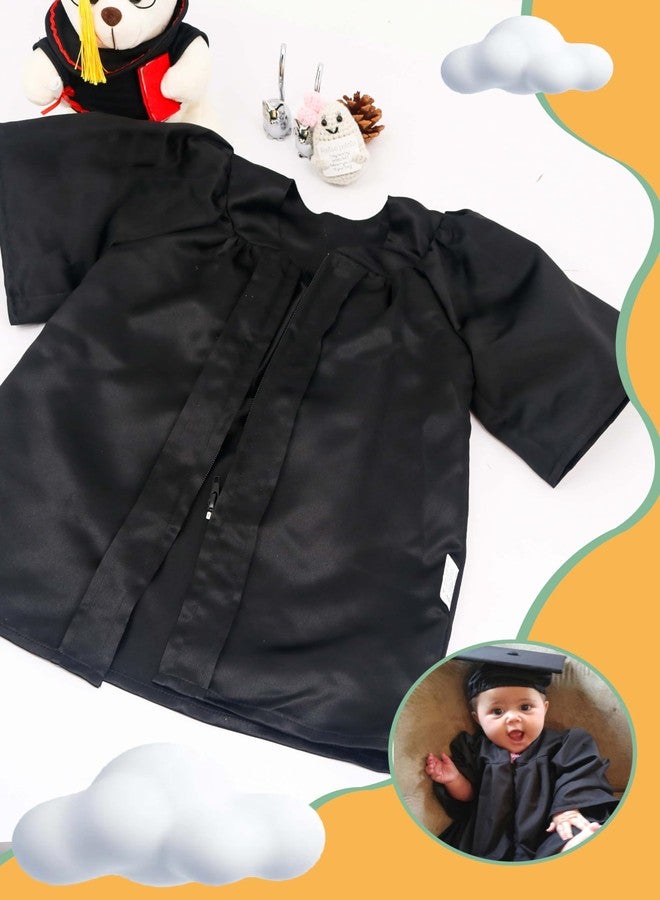 GraduationMall Baby Graduation Cap and Gown Set with Tassel - NICU Graduate Outfit for Infants 6-12 Months, Soft Satin Black M - Image 4