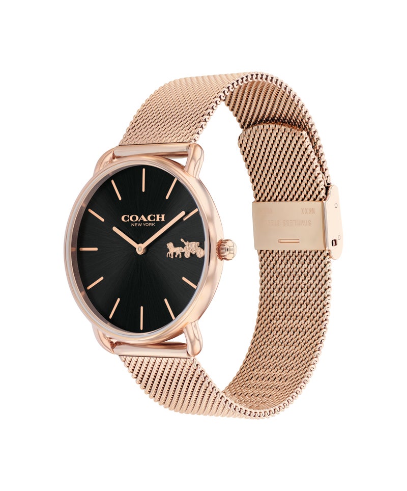 COACH Round Analog Women'S Ionic Plated Rose Gold Steel Case  Watch - Image 1