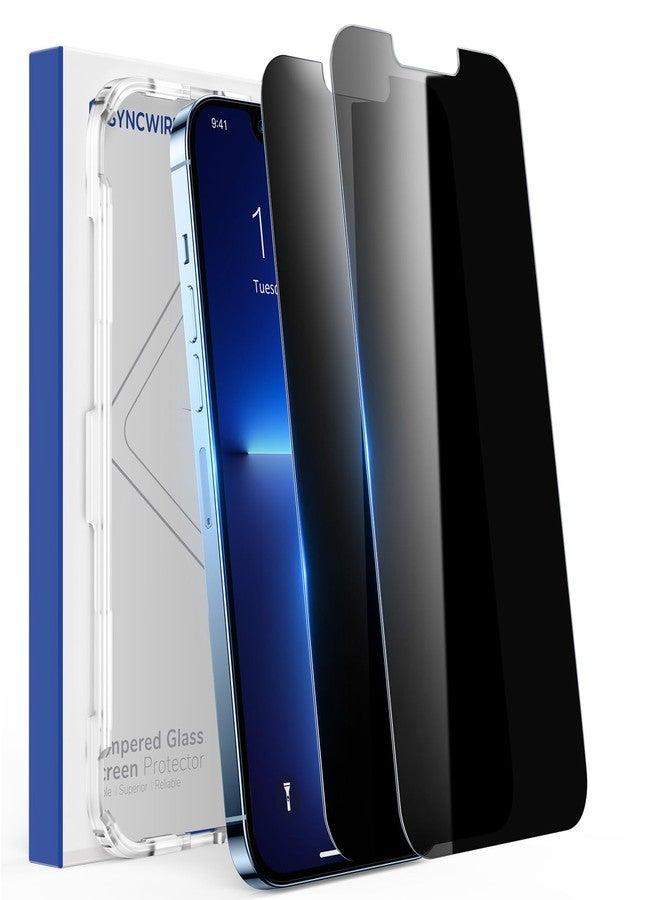 SYNCWIRE Privacy Screen Protector for iPhone 13 Pro Max/iPhone 14 Plus 6.7" [2-Pack], True 28° Anti Spy Tempered Glass Film with Auto Alignment Tool [9H Hardness] - Image 1
