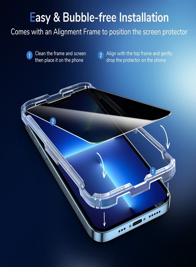 SYNCWIRE Privacy Screen Protector for iPhone 13 Pro Max/iPhone 14 Plus 6.7" [2-Pack], True 28° Anti Spy Tempered Glass Film with Auto Alignment Tool [9H Hardness] - Image 4