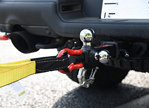 TOPTOW Trailer Hitch Tri-Ball Hitch Mount with Chrome 1-7/8-in, 2-in, 2-5/16-in Tow Balls, 3/4-in Tow Shackle and Tow Hook, Fit for 2 inch Trailer Hitch Receiver - Image 4