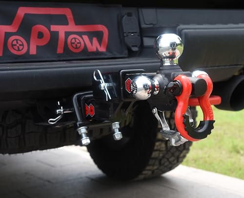 TOPTOW Trailer Hitch Tri-Ball Hitch Mount with Chrome 1-7/8-in, 2-in, 2-5/16-in Tow Balls, 3/4-in Tow Shackle and Tow Hook, Fit for 2 inch Trailer Hitch Receiver - Image 3
