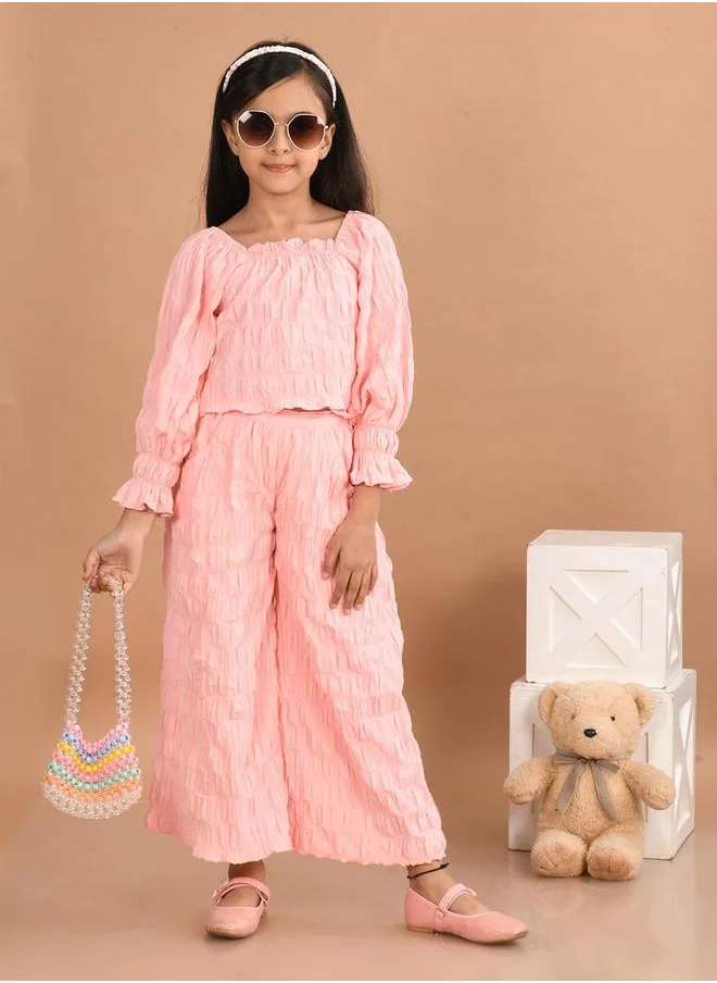 ليلك Square Neck Top and Palazzos Pants Set