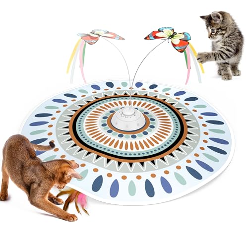 Potaroma Cat Toys Chargeable 3in1 Hide and Seek for Kittens Interactive Automatic Play Fluttering Butterfly Moving Wand Feather Indoor Kitty Exercise 228 Inch Cover for All Breeds - Image 1