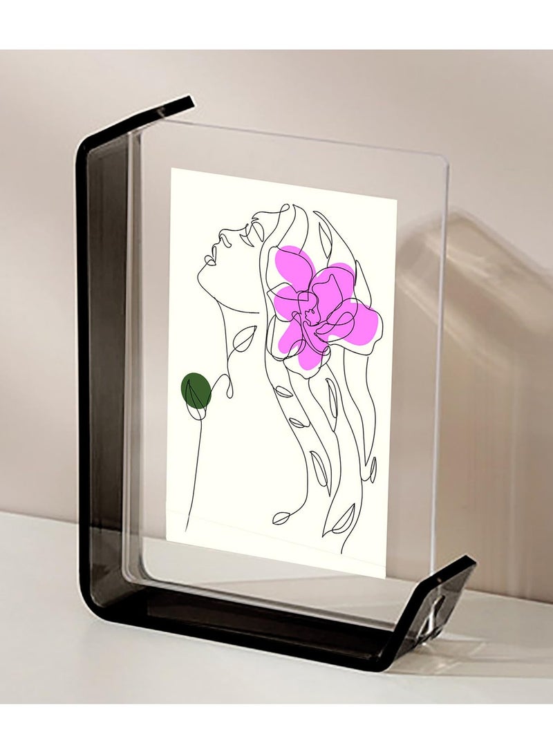 BenQuand 4‘’×6‘’Picture Frames, Black Color Acrylic Photo Frames, Double-Sided Floating Stand with Horizontal and Vertical Orientation, Ideal Gift for Men and Women - Image 1