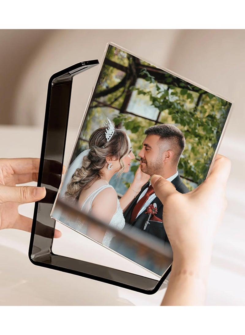 BenQuand 4‘’×6‘’Picture Frames, Black Color Acrylic Photo Frames, Double-Sided Floating Stand with Horizontal and Vertical Orientation, Ideal Gift for Men and Women - Image 2