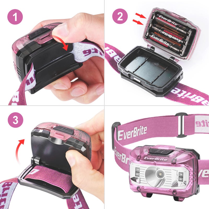 EverBrite Headlamp, 2 Pack Kids Headlamp with Red Light and Memory Function, Head Lamp for Adults and Kids with 5 Modes, Bright Headlamps for Camping, Running, Christmas Gifts, Batteries Included - Image 5