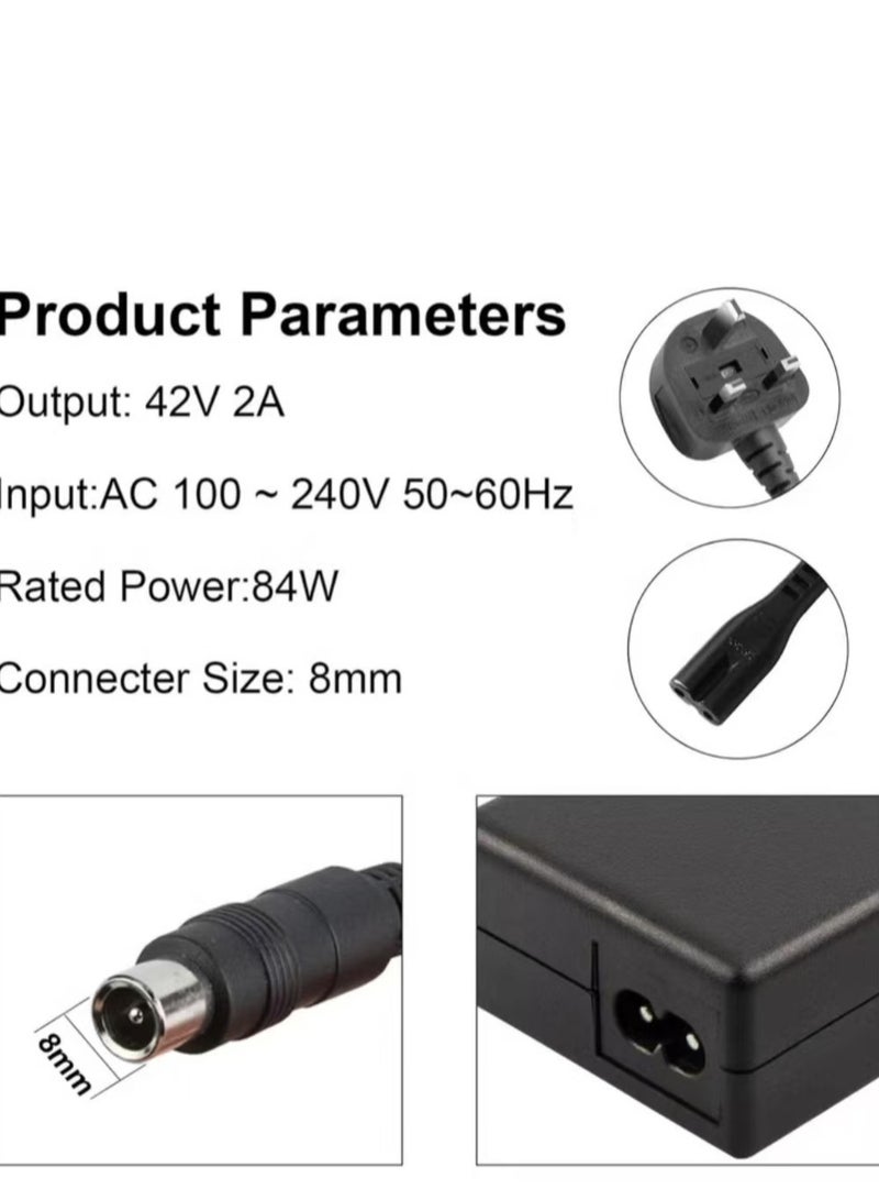 42V 2A شاحن دراجة كهربائية لـ Xiaomi M365 Pro 1S 3 Segway Ninebot G30 ES1 ES2 ES3 ES4 E22E E25E E45E 36V شاحن بطارية متوافق مع Aovo Bird Lime Spin Skip - Image 3