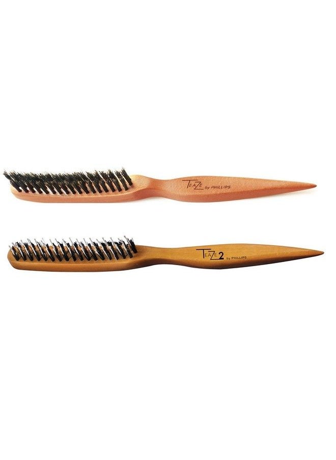 Phillips Brush Teaze & Teaze 2 Hair Brush Combo Pack Superior Styling Parting & Layering Wooden Construction & Boar Bristles  - Image 2