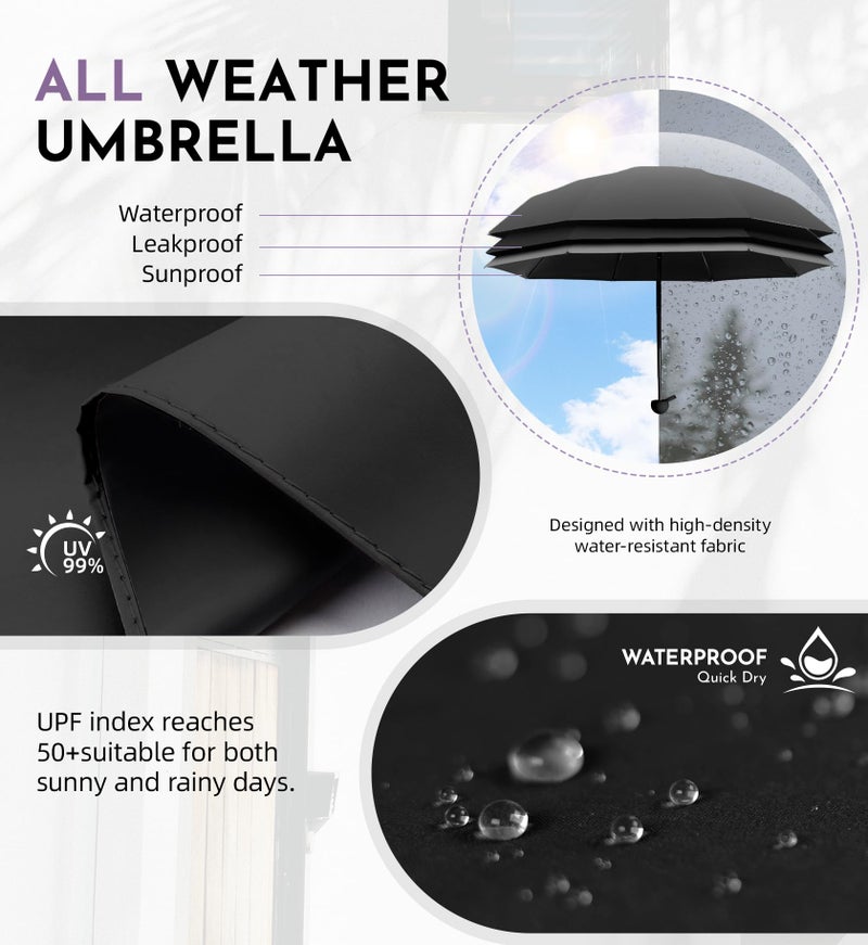 LILAC Travel Mini Umbrella with UPF 50+ Cooling UV Rain Protection, Compact Small & Lightweight Pocket-Sized Folding Umbrellas with Case for Purse & Backpack, Thoughtful Gift Women Men & Kids - Image 3