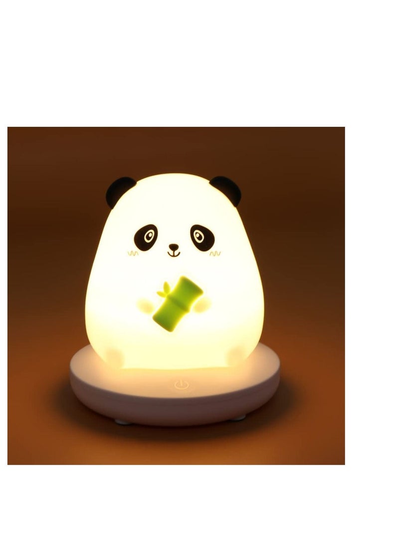 Y&D LED Children Night Light, Cute Panda Light Soft Silicone with Touch Sensor, Protable Led Animal Kids Lamp USB Rechargeable Bedside for Room Desk Decor Birthday (Panda)  - Image 1