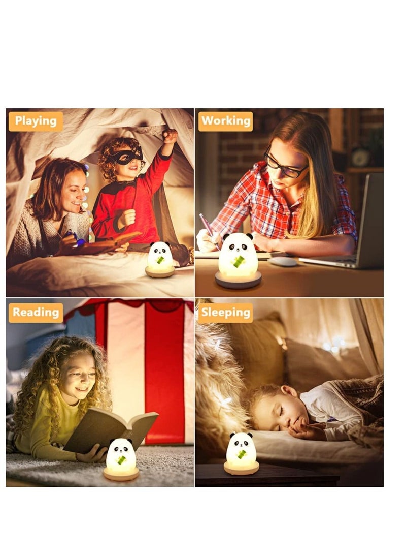 Y&D LED Children Night Light, Cute Panda Light Soft Silicone with Touch Sensor, Protable Led Animal Kids Lamp USB Rechargeable Bedside for Room Desk Decor Birthday (Panda)  - Image 3