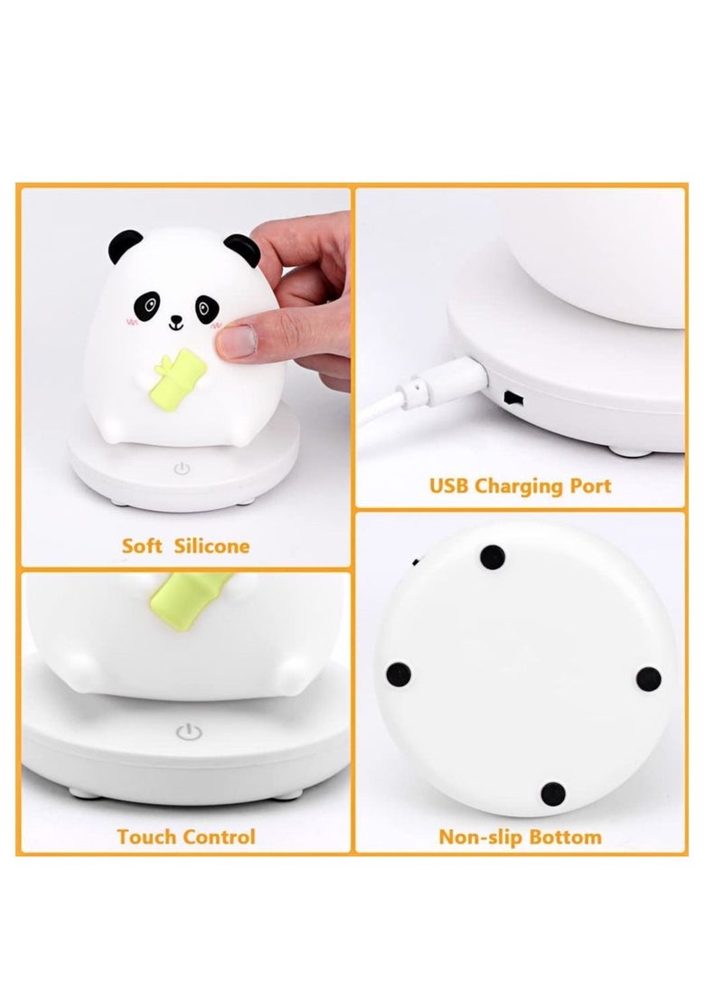 Y&D LED Children Night Light, Cute Panda Light Soft Silicone with Touch Sensor, Protable Led Animal Kids Lamp USB Rechargeable Bedside for Room Desk Decor Birthday (Panda)  - Image 4