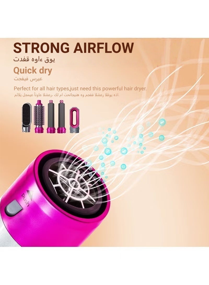 ZONBON 5 In 1 Hair Dryer Brush Hot Comb Set 1000W Hot Air Hair Curler and Straightener Styling Tool Comb Curling Brush Suitable for Women Hair Types - Image 5