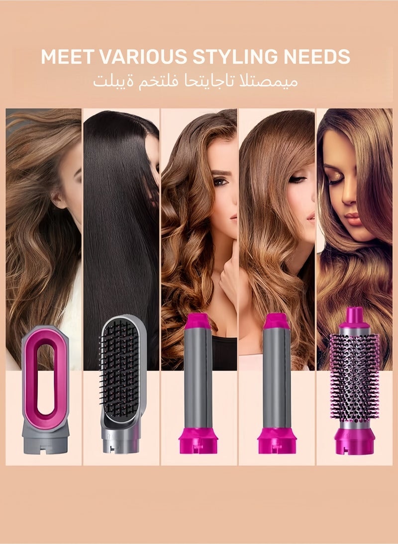 ZONBON 5 In 1 Hair Dryer Brush Hot Comb Set 1000W Hot Air Hair Curler and Straightener Styling Tool Comb Curling Brush Suitable for Women Hair Types - Image 3