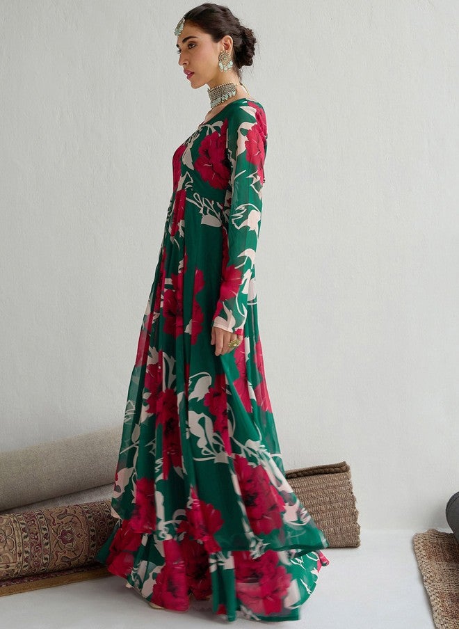 ساسافراس كرتا أناركالي بطبعة زهور للنساء - Image 4