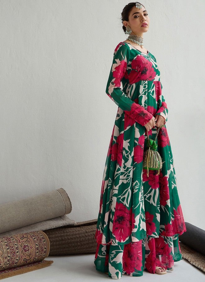 ساسافراس كرتا أناركالي بطبعة زهور للنساء - Image 1