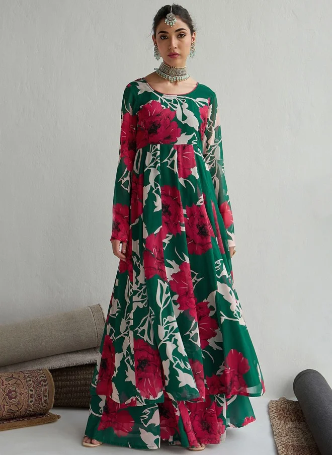 SASSAFRAS Floral Printed Anarkali Kurta for Women