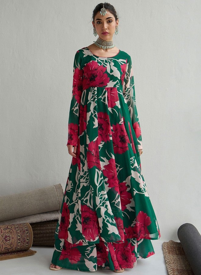 ساسافراس كرتا أناركالي بطبعة زهور للنساء - Image 2