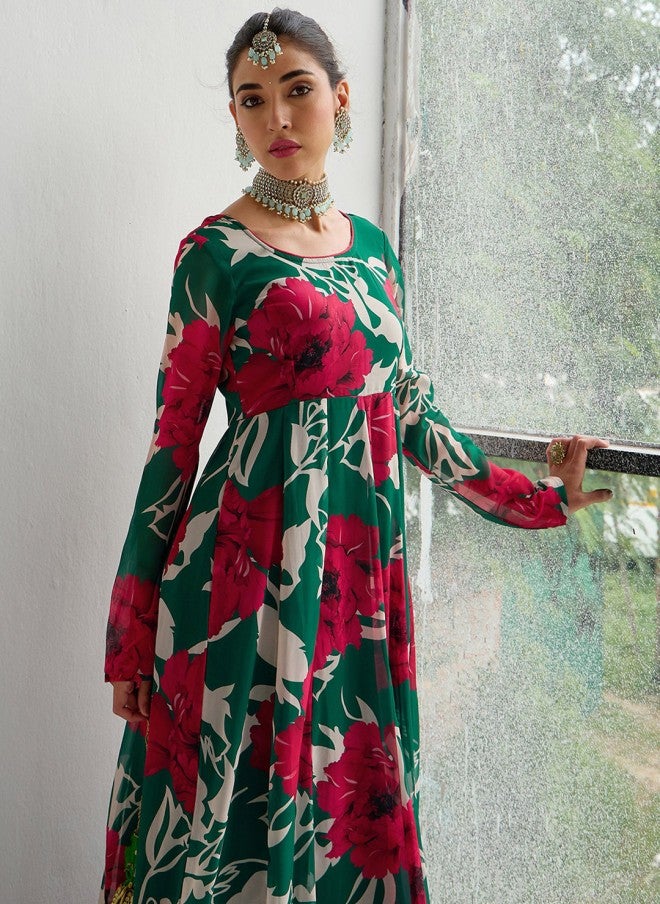 ساسافراس كرتا أناركالي بطبعة زهور للنساء - Image 3