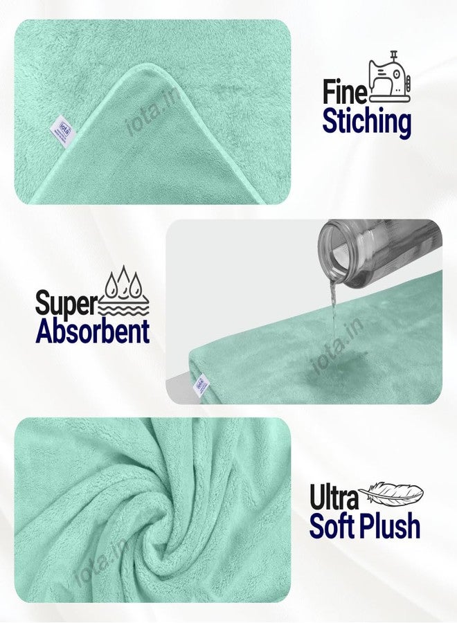 iota Microfiber Kids Bath Towel Quick Dry Super Absorbent Super Soft Rabbit Bath Towel | 70x140 cm, 500 GSM | for Babies Toddler-Baby Towel for Boys and Girls | Cyan Colour - Image 3