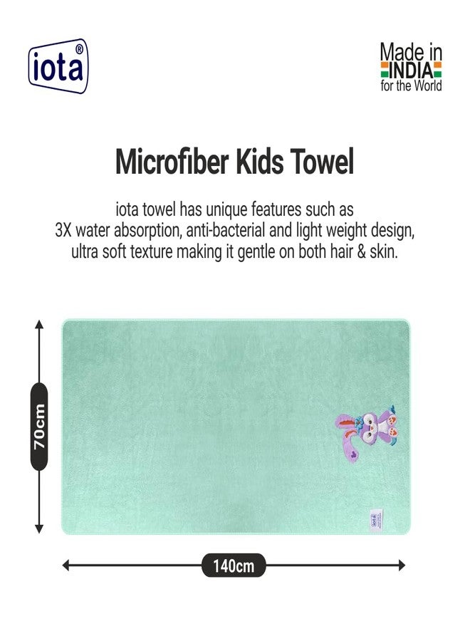 iota Microfiber Kids Bath Towel Quick Dry Super Absorbent Super Soft Rabbit Bath Towel | 70x140 cm, 500 GSM | for Babies Toddler-Baby Towel for Boys and Girls | Cyan Colour - Image 2