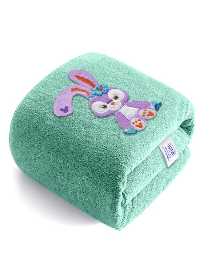 iota Microfiber Kids Bath Towel Quick Dry Super Absorbent Super Soft Rabbit Bath Towel | 70x140 cm, 500 GSM | for Babies Toddler-Baby Towel for Boys and Girls | Cyan Colour - Image 1