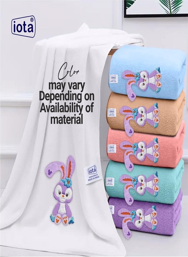 iota Microfiber Kids Bath Towel Quick Dry Super Absorbent Super Soft Rabbit Bath Towel | 70x140 cm, 500 GSM | for Babies Toddler-Baby Towel for Boys and Girls | Cyan Colour - Image 5