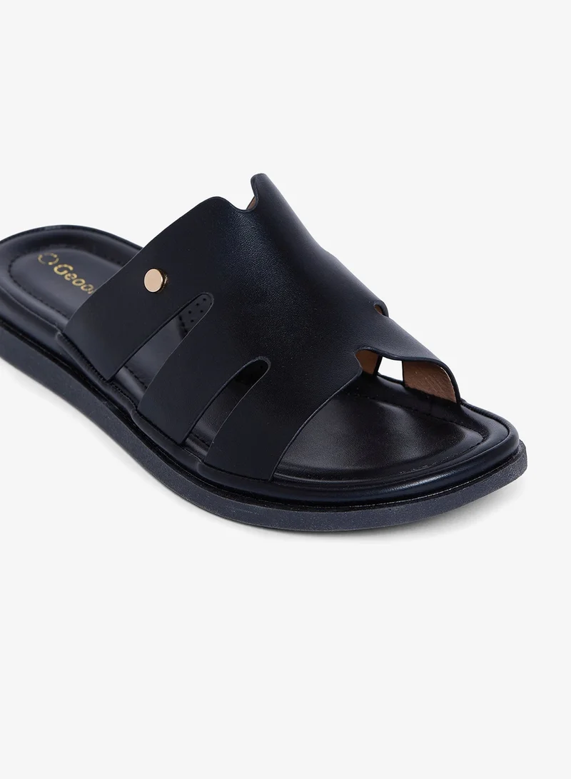 Geoomnii BLACK Geoomnii Comfort Slide Sandals for Women – Cushioned Slip-On Casual Sandals for Daily Wear, Home, Travel & Walking for Women | Best Price UAE