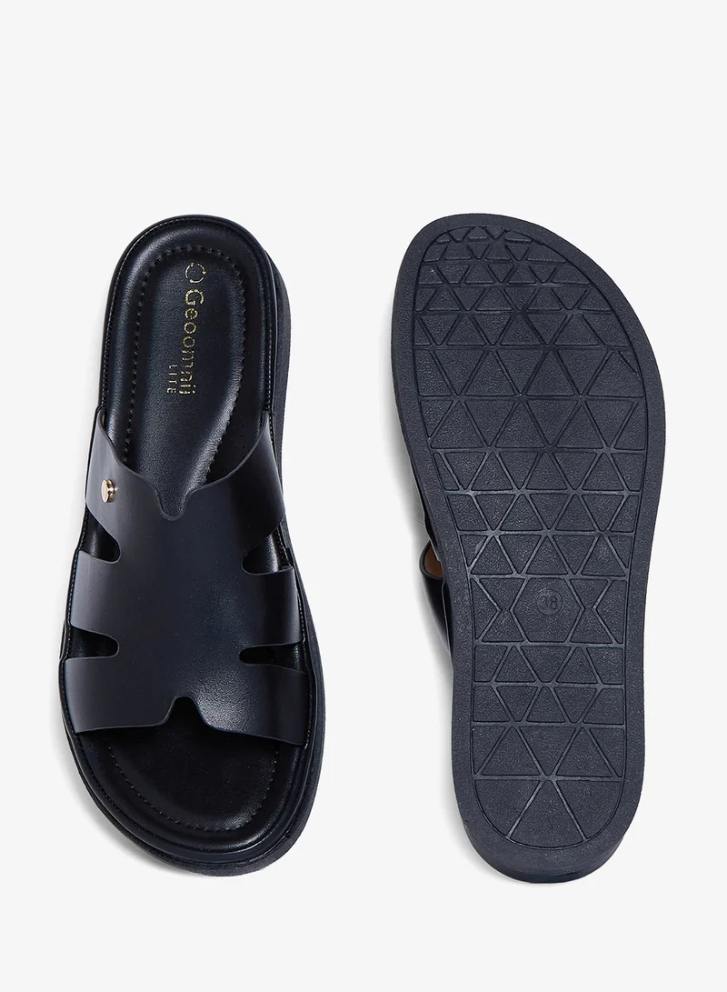 Geoomnii BLACK Geoomnii Comfort Slide Sandals for Women – Cushioned Slip-On Casual Sandals for Daily Wear, Home, Travel & Walking for Women | Best Price UAE