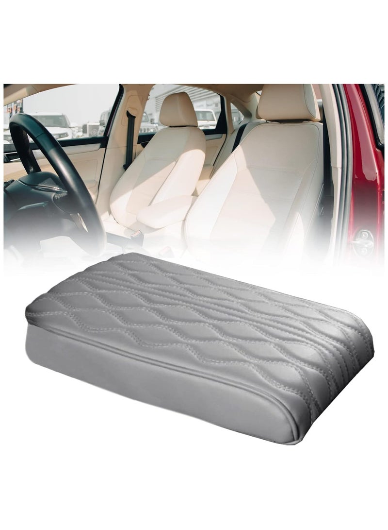 GENERIC - DELUX WOOD CARVER Luxury Car Armrest Cushion – Leather Center Console Cover Pad for Comfort & Scratch Protection”(Grey) - Image 2