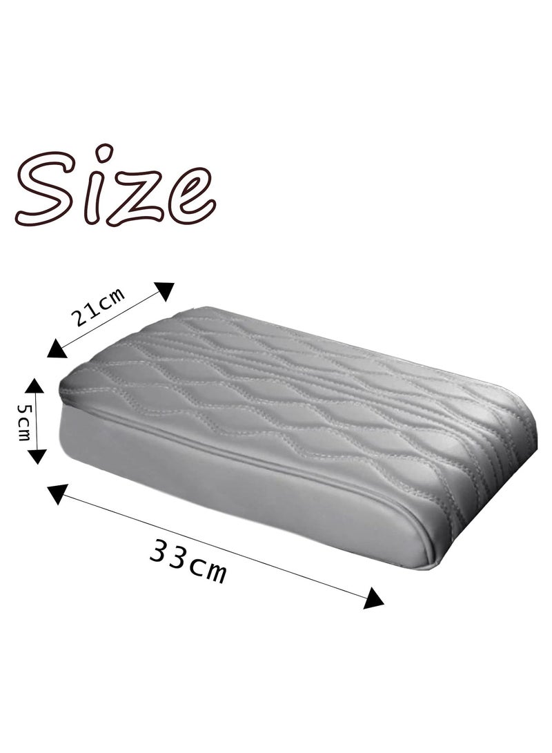 GENERIC - DELUX WOOD CARVER Luxury Car Armrest Cushion – Leather Center Console Cover Pad for Comfort & Scratch Protection”(Grey) - Image 3