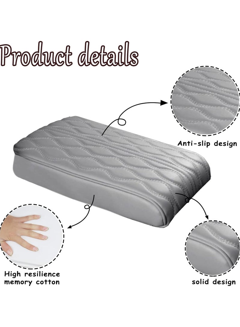 GENERIC - DELUX WOOD CARVER Luxury Car Armrest Cushion – Leather Center Console Cover Pad for Comfort & Scratch Protection”(Grey) - Image 4