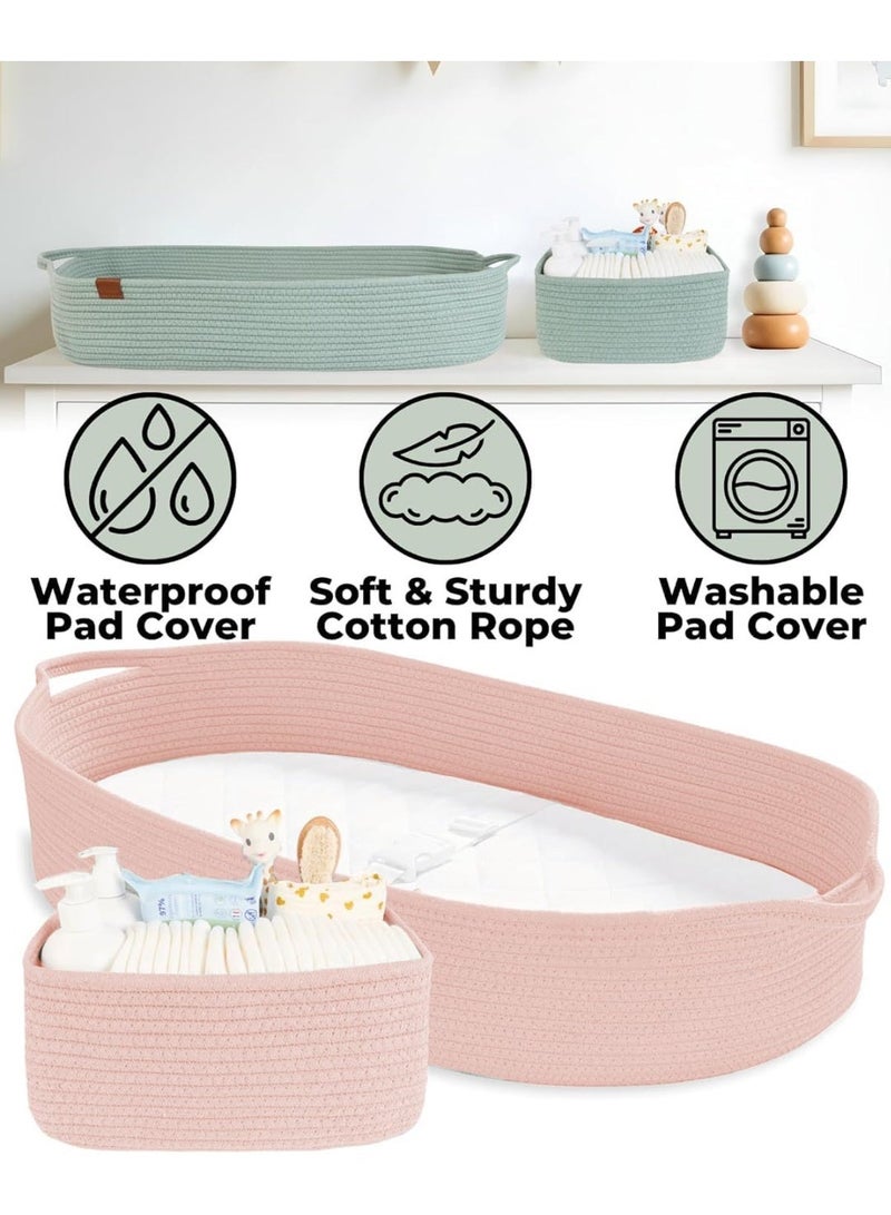 YOUWE7 Baby Changing Basket for Baby Dresser, Moses Baskets for Newborn, Baby Moses Basket Changing Basket for Dresser, Changing Pad Table, Diaper Caddy (Pink) - Image 5