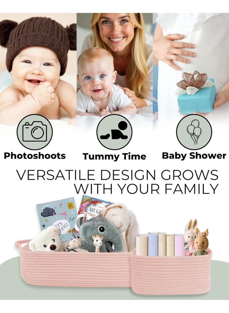 YOUWE7 Baby Changing Basket for Baby Dresser, Moses Baskets for Newborn, Baby Moses Basket Changing Basket for Dresser, Changing Pad Table, Diaper Caddy (Pink) - Image 4