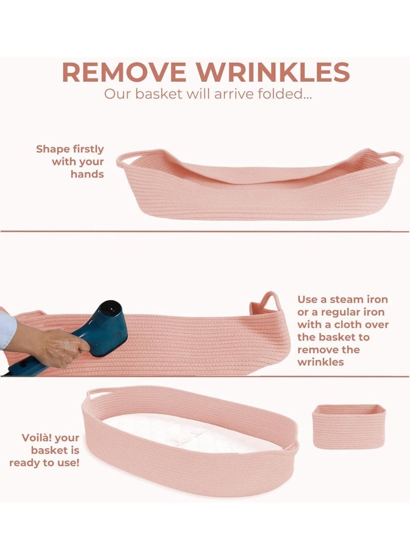 YOUWE7 Baby Changing Basket for Baby Dresser, Moses Baskets for Newborn, Baby Moses Basket Changing Basket for Dresser, Changing Pad Table, Diaper Caddy (Pink) - Image 2