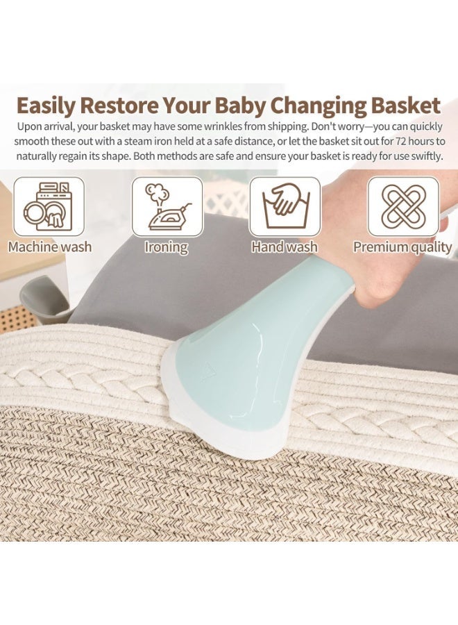 YOUWE7 Baby Changing Basket for Baby Dresser, Moses Baskets for Newborn, Baby Moses Basket Changing Basket for Dresser, Changing Pad Table, Diaper Caddy (Pink) - Image 3