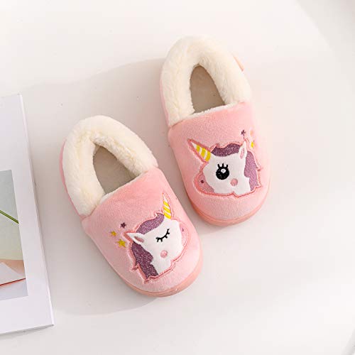 Ainikas Toddler Boys Girls Slippers Fluffy Little Kids House Slippers Warm Cute Animal Home Slipper, Pink-01 10-11 Little Kid - Image 2