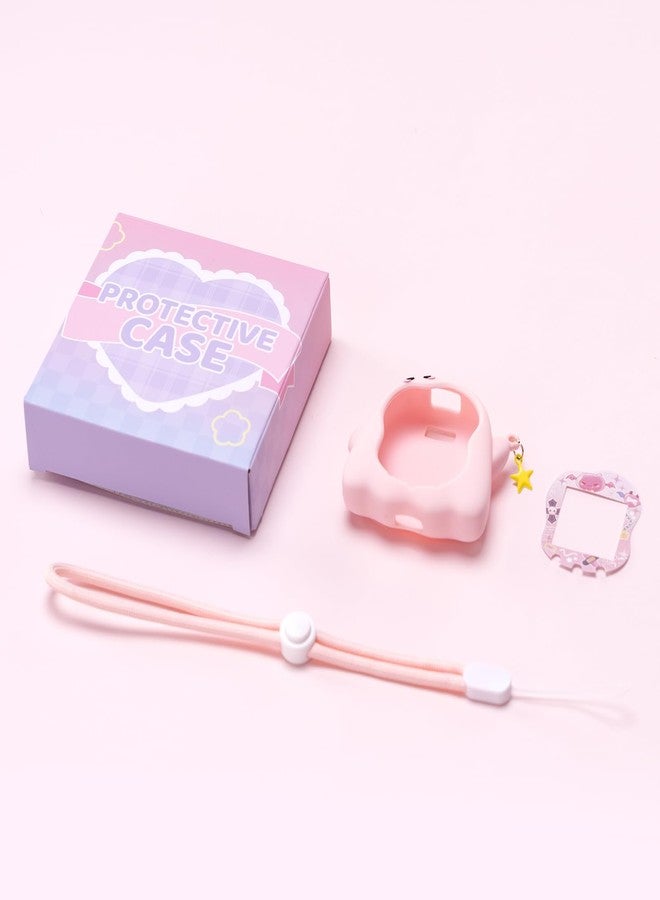 BUBBLELOGUS Silicone Case for Tamagotchi Uni, Soft TPU Protective Cover with Screen Decoration Protector and Adjustable Wrist Strap - Little Devil (Pink) - Image 5