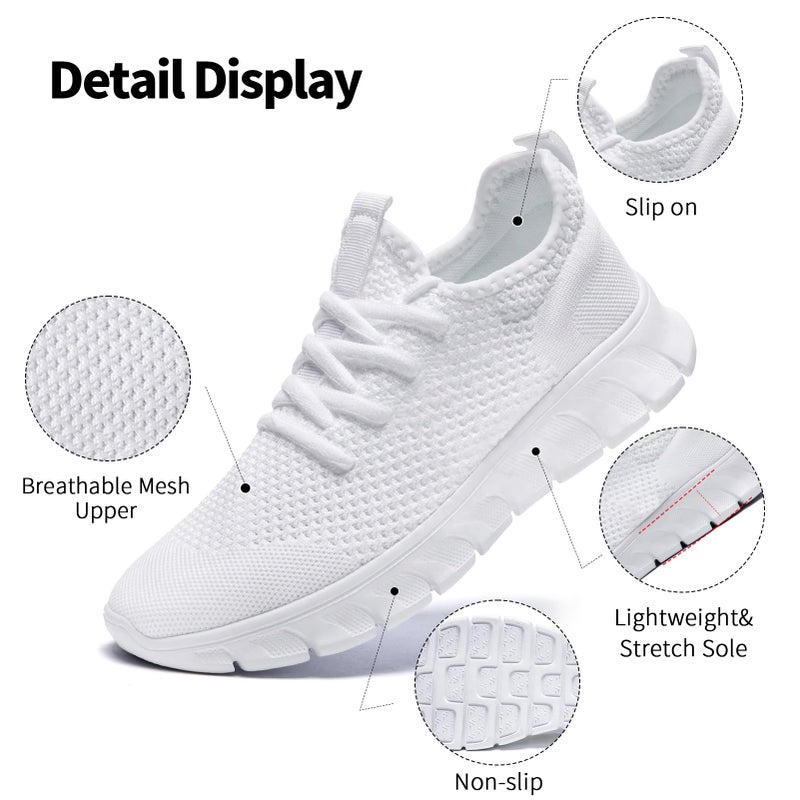 YRLTYO Tennis Shoes Womens Walking Running Sneakers Non Slip Gym Workout Athletic Lightweight Comfortable Fashion Sport Mesh Casual Shoe White Size 9 - Image 4