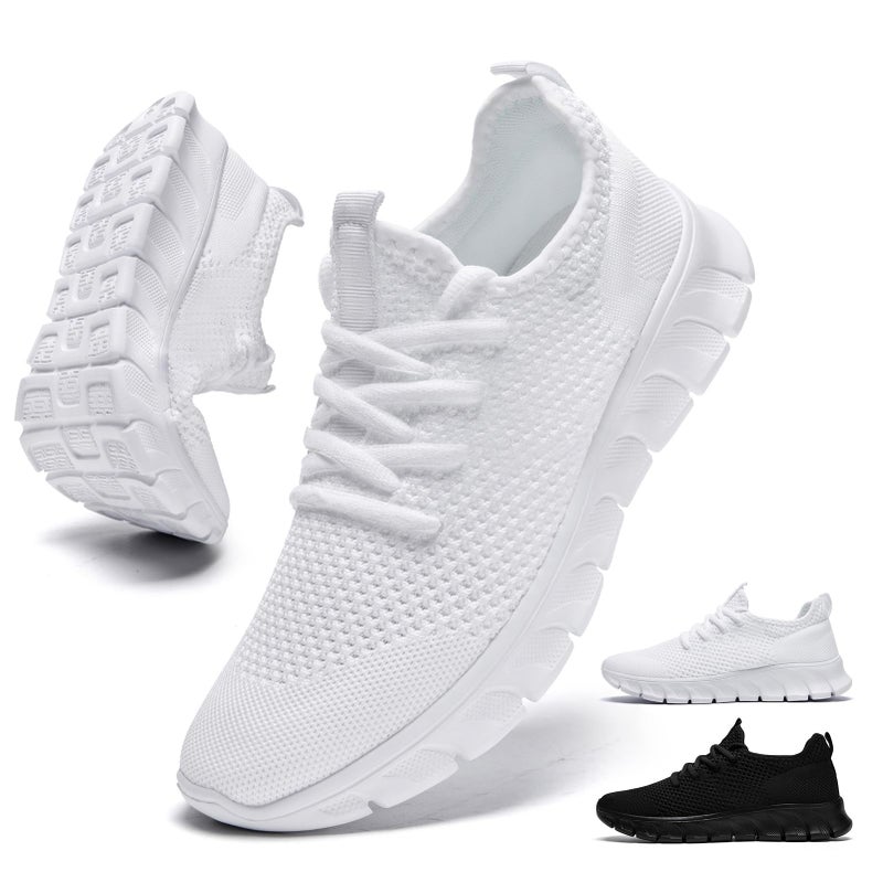 YRLTYO Tennis Shoes Womens Walking Running Sneakers Non Slip Gym Workout Athletic Lightweight Comfortable Fashion Sport Mesh Casual Shoe White Size 9 - Image 1