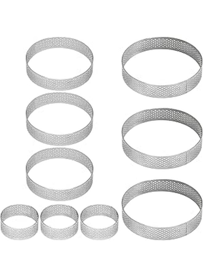 Stainless Steel Perforated Baking Molds 9 Pcs Set for Muffins Tarts Cookies - Image 1