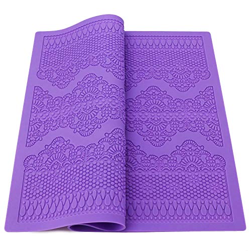 Beasea Fondant Lace Mold, Silicone Lace Mould for Cake Decorating Molds Silicone Shapes Border Decoration, Fondant Impression Mat Purple for Chocolate Sugar Sugarcraft Candy Cupcake Baking Embossing - Image 1