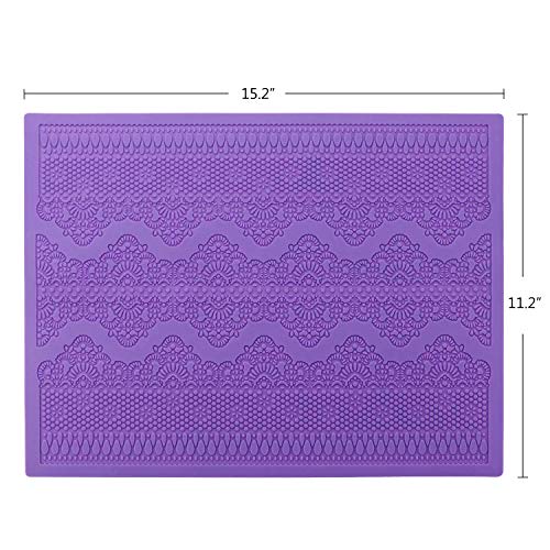 Beasea Fondant Lace Mold, Silicone Lace Mould for Cake Decorating Molds Silicone Shapes Border Decoration, Fondant Impression Mat Purple for Chocolate Sugar Sugarcraft Candy Cupcake Baking Embossing - Image 5